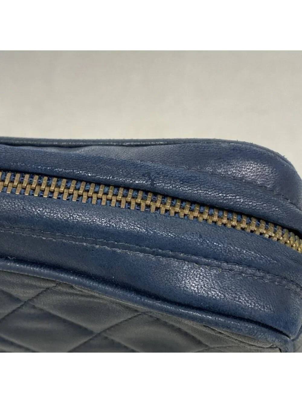 Chanel Shoulder Bag Quilted Lambskin Navy Gold